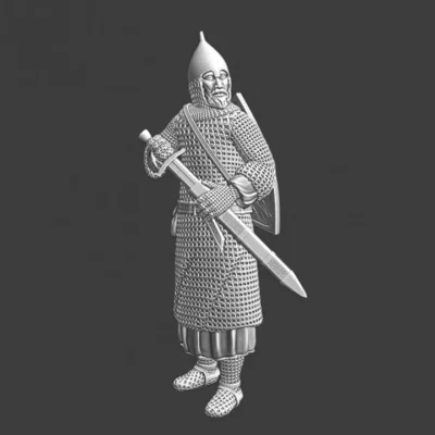 Medieval Latvian warrior - drawing sword - NCM