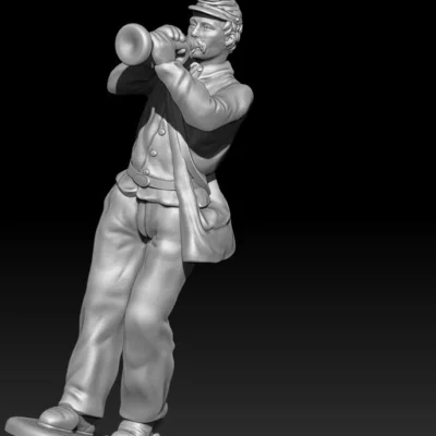 Trumpet player walking Forage Cap beard