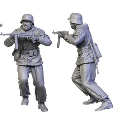 German WW2 winter soldier running with submachine gun - AoW