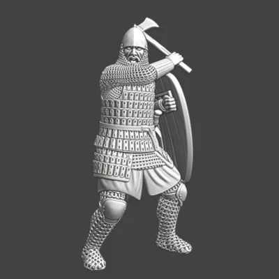 Medieval Russian axe warrior in combat - NCM