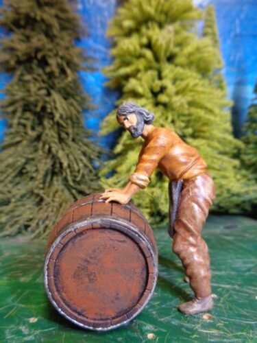 Click to view full screen Medieval civilian rolling big barrel - NCM photo review