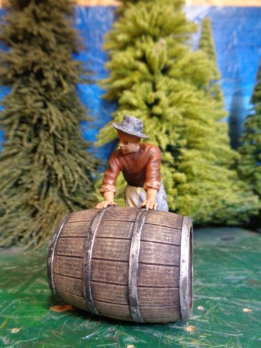 Click to view full screen Medieval civilian rolling big barrel - NCM photo review