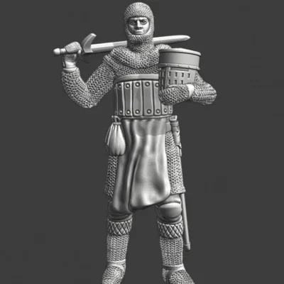 Medieval knight standing with sword on shoulder - NCM