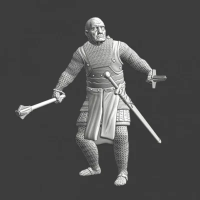 Medieval knight with mace and dagger 3D print model - NCM