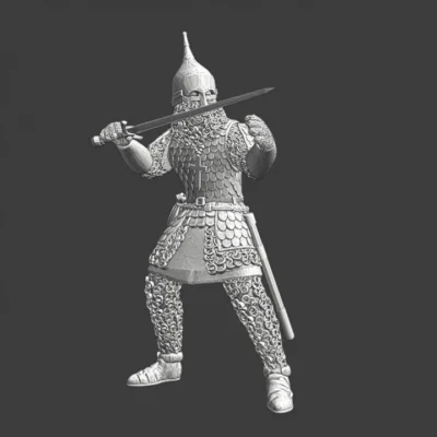 Medieval Heavy armoured russian warrior with sword - NCM