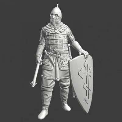 Medieval Noble Russian Knight with mace and cross shield - NCM