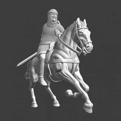 Mounted Crusader knight in chainmail - NCM