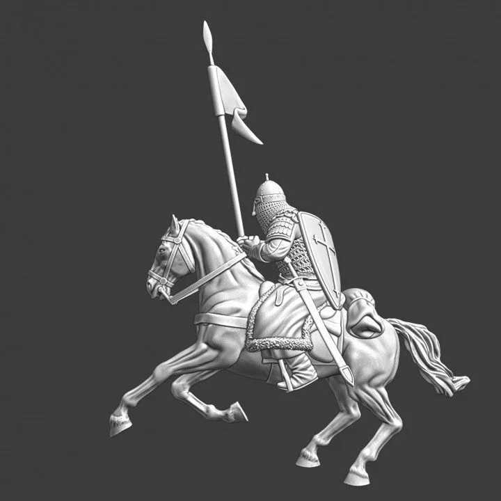 Mounted Russian Medieval Knight charging - NCM