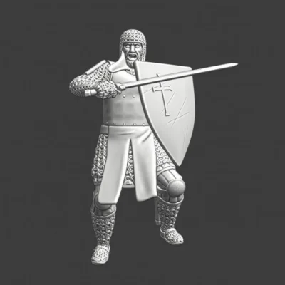 Medieval Crusader Knight attacking - NCM
