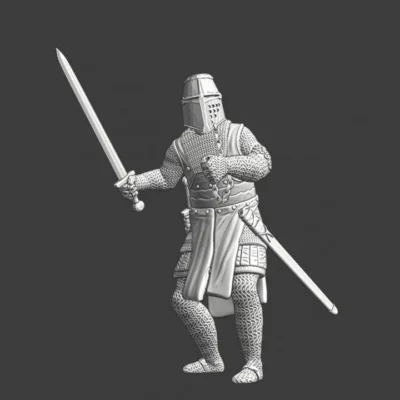 Medieval knight with great helmet and sword - NCM
