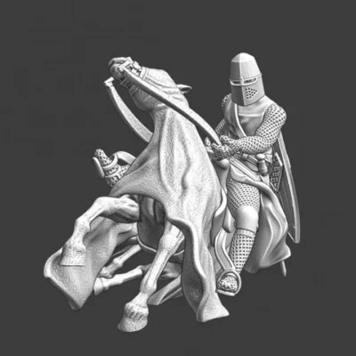 Medieval crusader knight - falling with horse - NCM