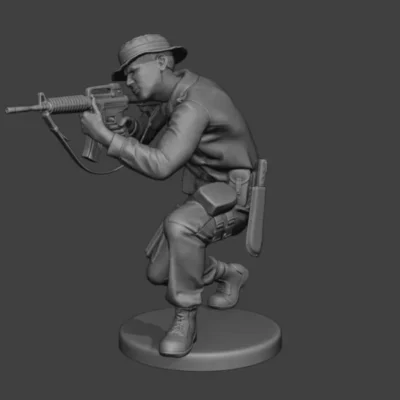 Jungle Soldier crouching shooting