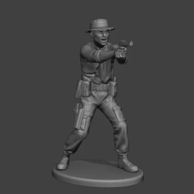 Jungle Soldier standing shooting with pistol