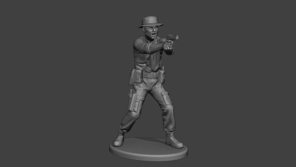 Jungle Soldier standing shooting with pistol