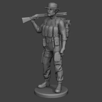 Jungle Soldier standing with shotgun over shoulder