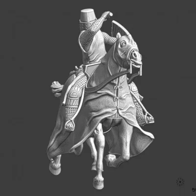 Medieval Crusader Knight fighting with mace - NCM