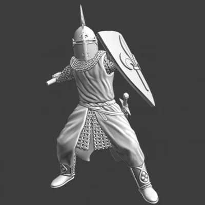 Medieval knight - axe and crested helmet - NCM