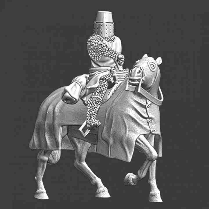 Mounted Crusader knight drawing his blade - NCM
