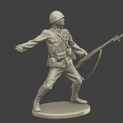 Japanese soldier WW2 soldier throwing Grenade J2