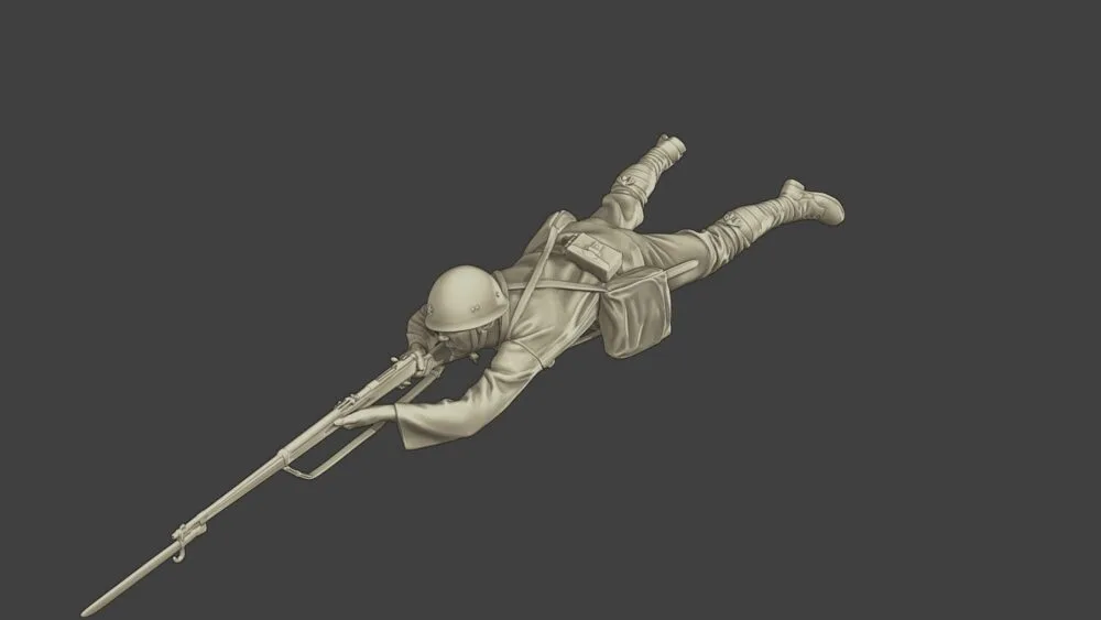 Japanese soldier WW2 shoot lying j2