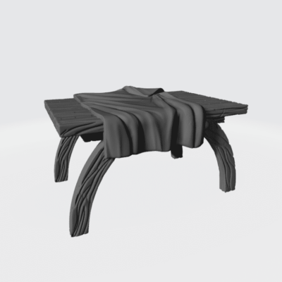 Medieval table with cloth