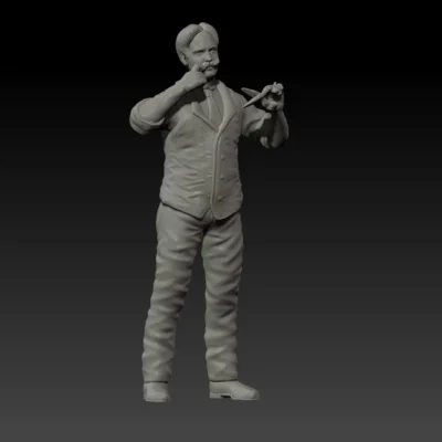 Old West barber with scissors