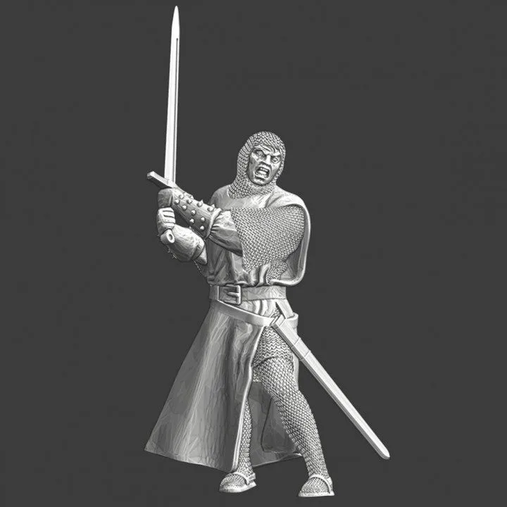 Medieval knight swinging two hand sword - NCM
