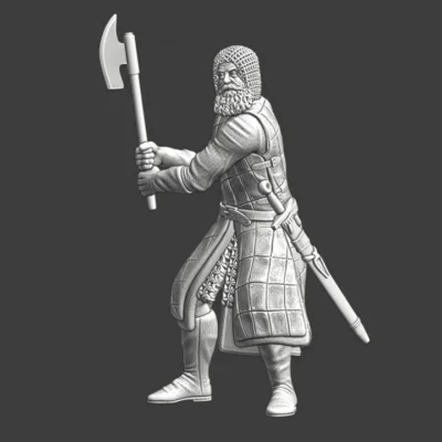 Medieval Swedish crusader fighting with 1 and 1/2 hand-axe - NCM