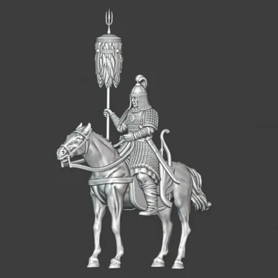 Mounted Mongolian with banner - NCM
