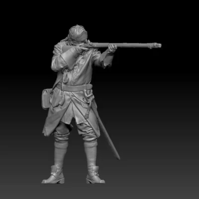 Swedish Carolean soldier early 1700s, standing shooting