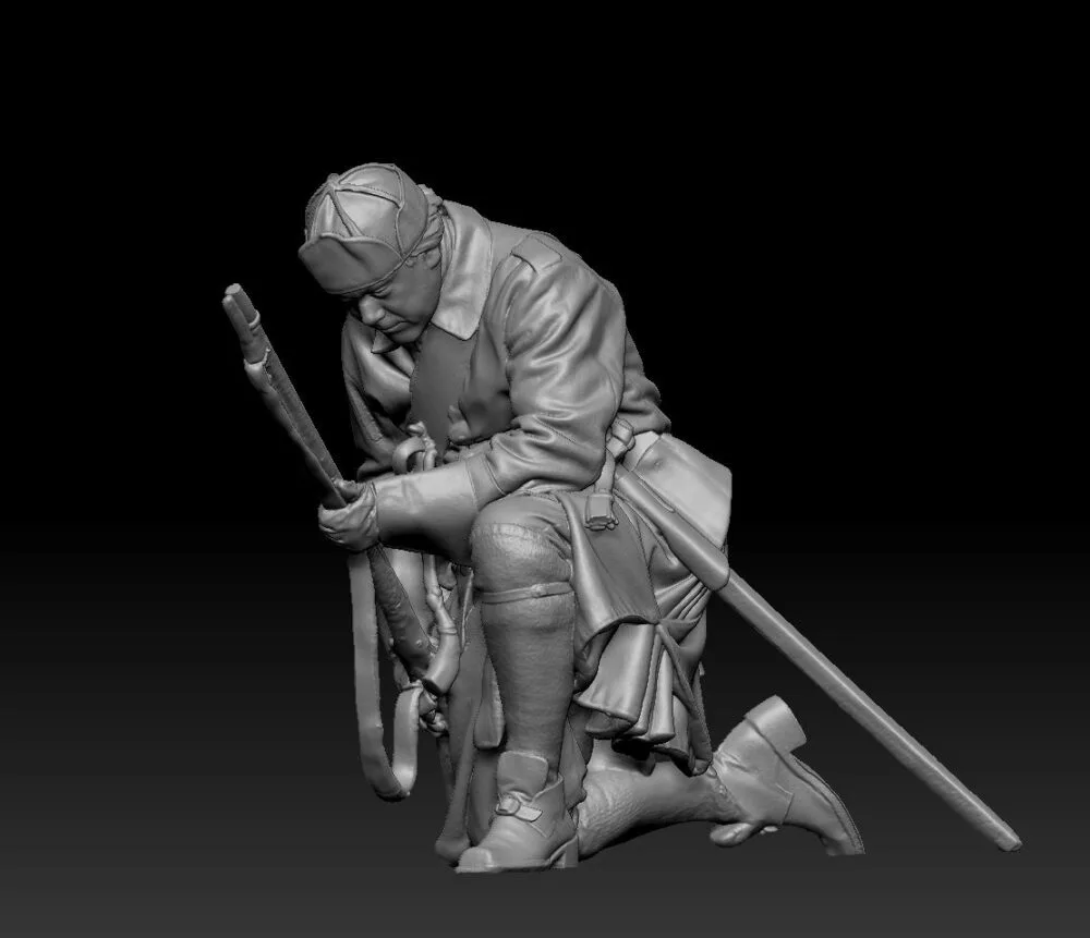 Swedish Carolean soldier early 1700s, on knee