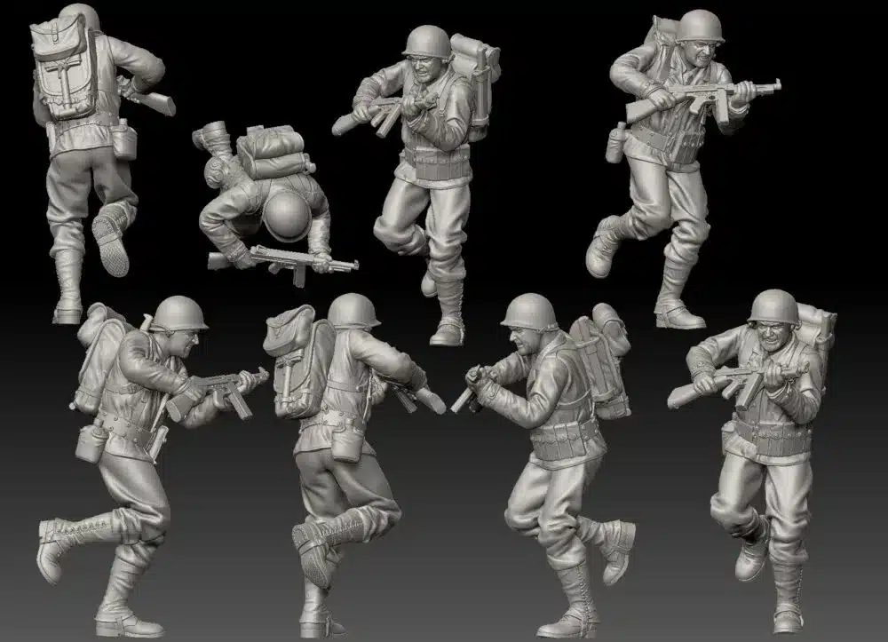 American WW2 GI soldier running with Thompson Gun in hand - Image 2