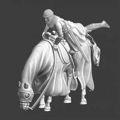 Medieval Knight dismounted his horse - NCM