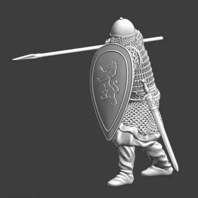 Medieval Kievan Rus fighting with spear and shield - NCM