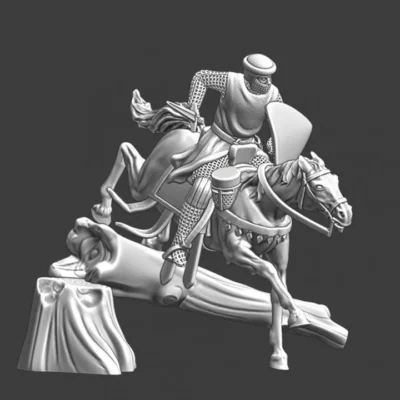 Mounted Knight - jumping a fallen tree - NCM