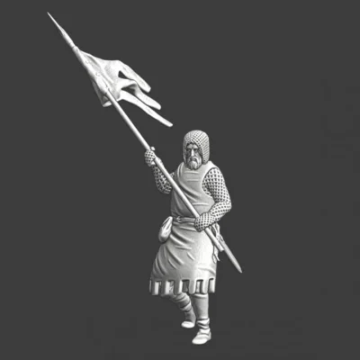 Medieval infantryman swinging his banner - NCM