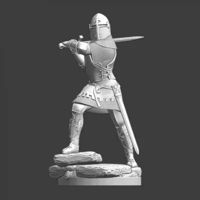 Medieval Knight with Sugar Loaf Helmet - swinging his blade - NCM