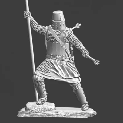 Medieval crusader knight - banner and mace - NCM