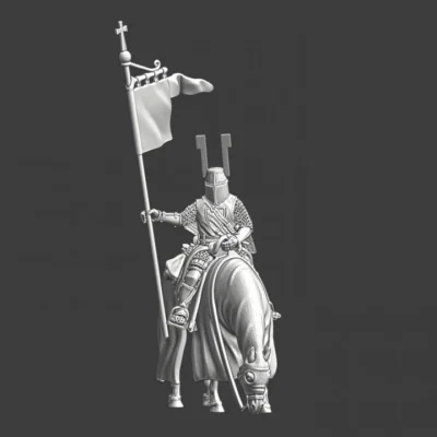 Medieval German knight, mounted with banner - NCM