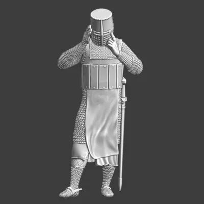 Medieval knight taking on helmet - NCM