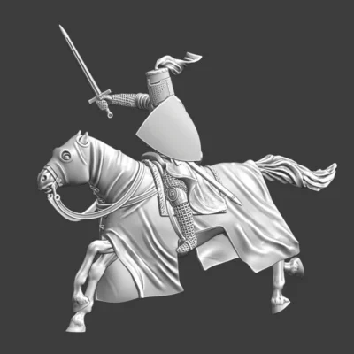Medieval crusader charging - flying ribbon - NCM