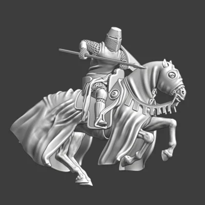 Medieval crusader knight - charging with lance