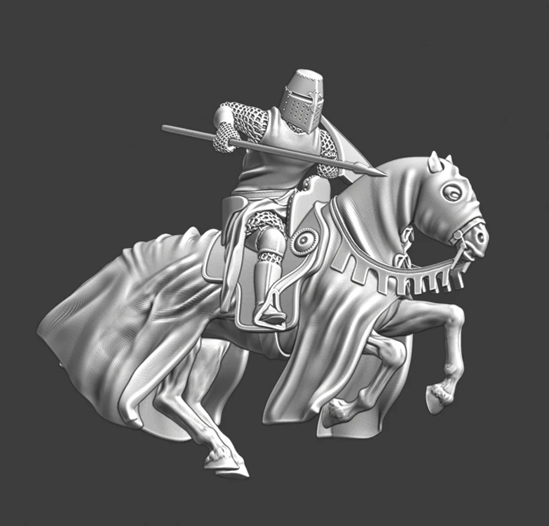 Medieval crusader knight - charging with lance