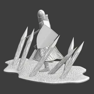 Medieval Knight breaking through the barrier - diorama