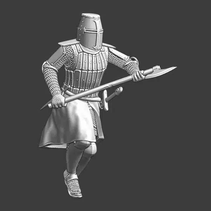 Medieval crusader Knight running with great axe - NCM