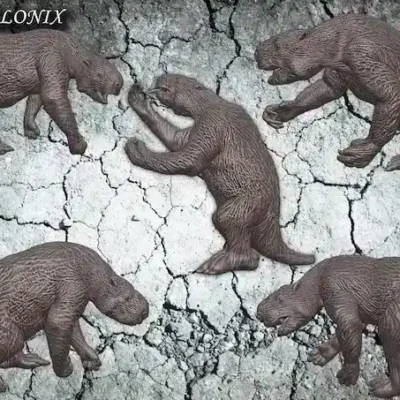 Megalonix 5 different poses, kit