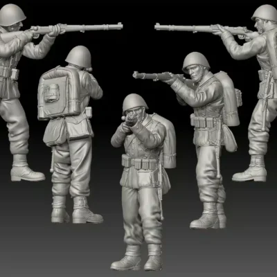 Polish WW2 soldier shooting standing