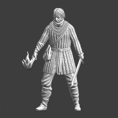 Medieval soldier with torch - (medieval commando) - NCM