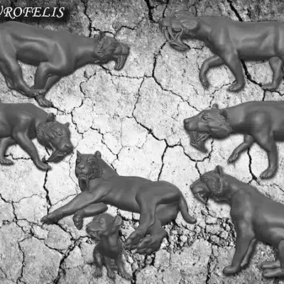 Barbourofelis 6 different poses, kit