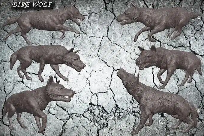 dire wolf (Canis dirus) 6 different poses, kit